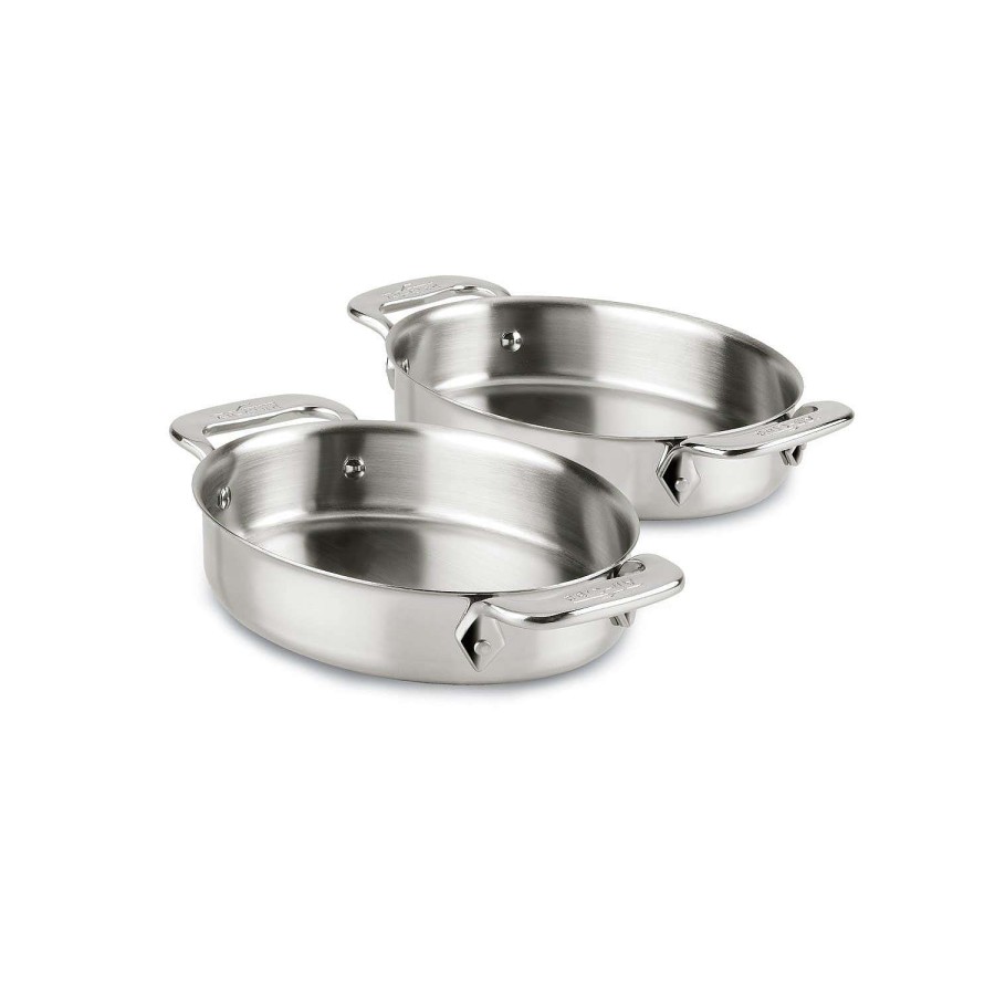 All-Clad Gourmet Accessories, Stainless Steel Mini Oval Bakers 2-Piece Set, 7 Inch Specialty Cookware