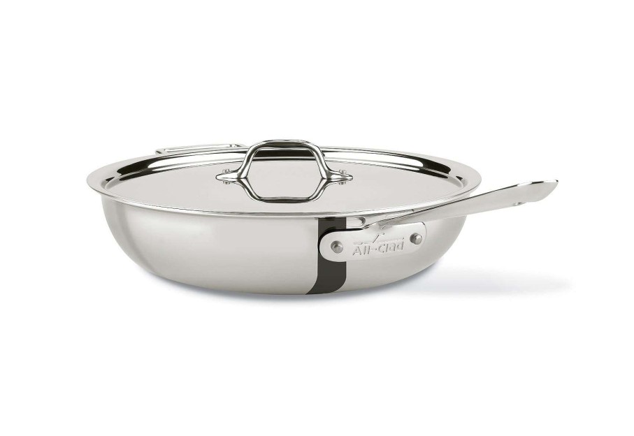 All-Clad D3 Stainless 3-Ply Bonded Cookware, Weeknight Pan With Lid, 4 Quart Saute Pans