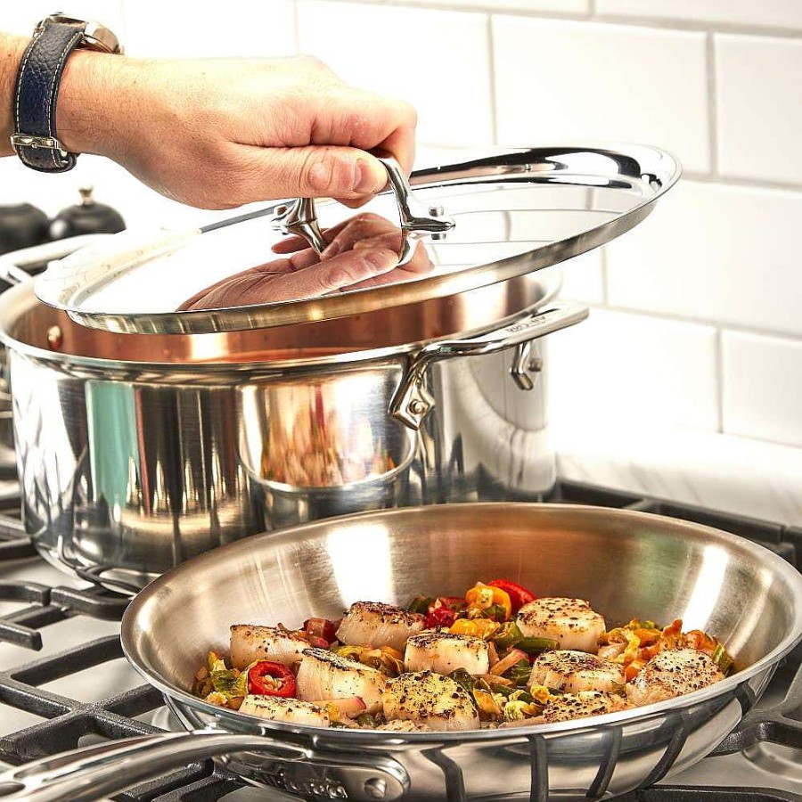 All-Clad D3 Stainless Everyday 3-Ply Bonded Cookware, Saute Pan With Lid, 3 Quart Saute Pans