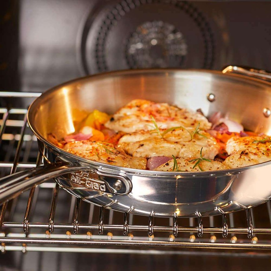 All-Clad D3 Stainless Everyday 3-Ply Bonded Cookware, Skillet, 8.5 Inch Fry Pans & Skillets