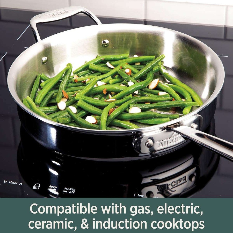 All-Clad D5 Stainless 5-Ply Cookware, Essential Saute Pan, 6 Quart Fry Pans & Skillets