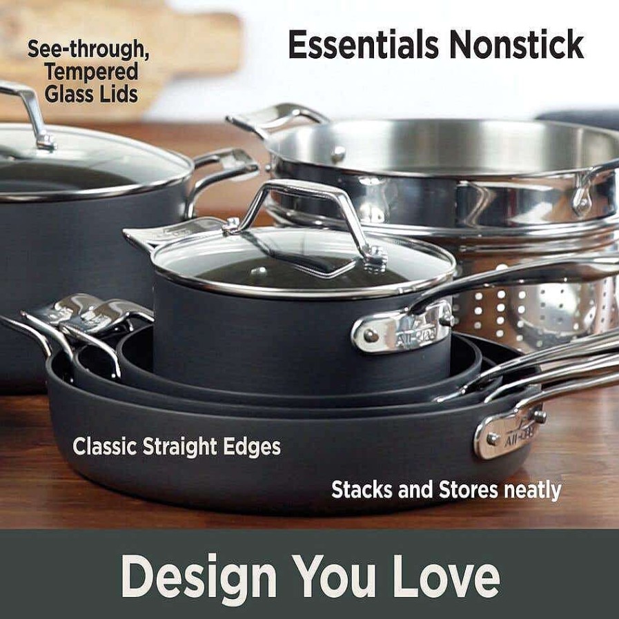 All-Clad Essentials Nonstick Cookware Set, 12 Piece Cookware Sets