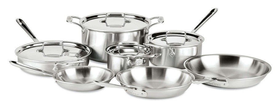 All-Clad D5 Stainless Brushed 5-Ply Bonded Cookware Set, 11 Piece Set Cookware Sets