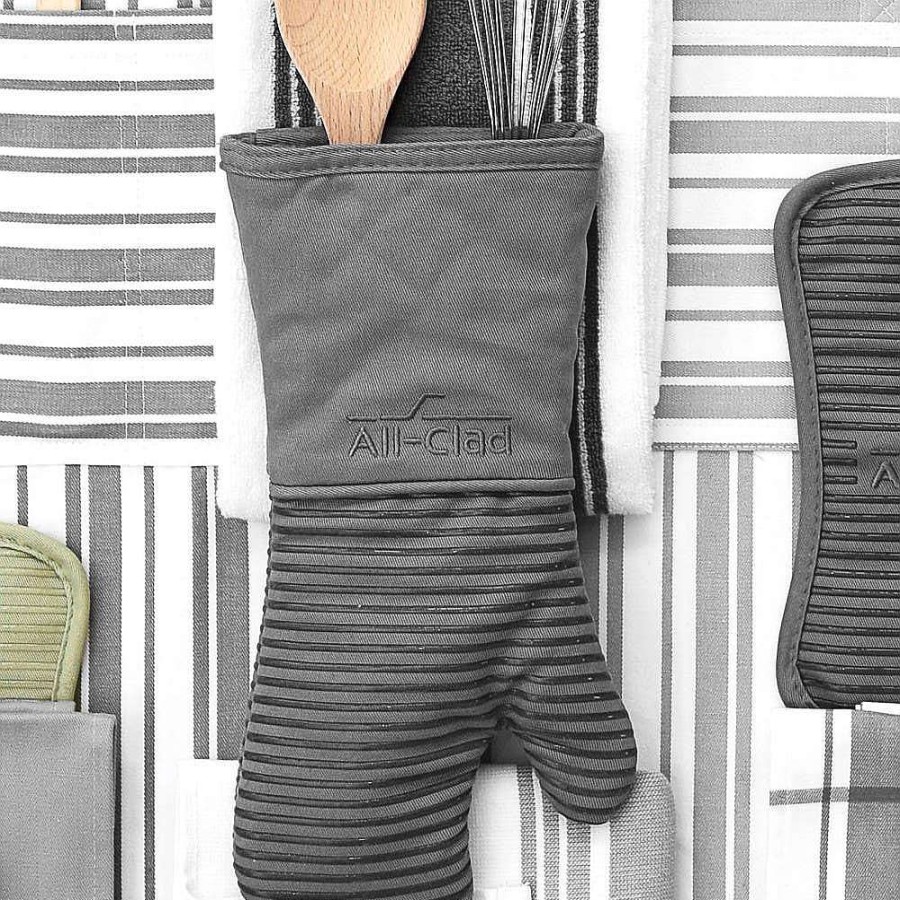 All-Clad Oven Mitt Set, Pewter, 2 Pieces Kitchen Linens