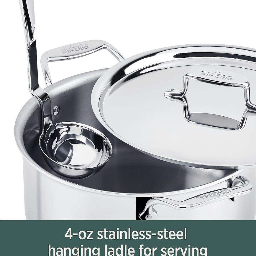 All-Clad D5 Stainless Polished 5-Ply Bonded Cookware, Ultimate Soup Pot With Lid And Ladle, 6 Quart Soups & Stockpots