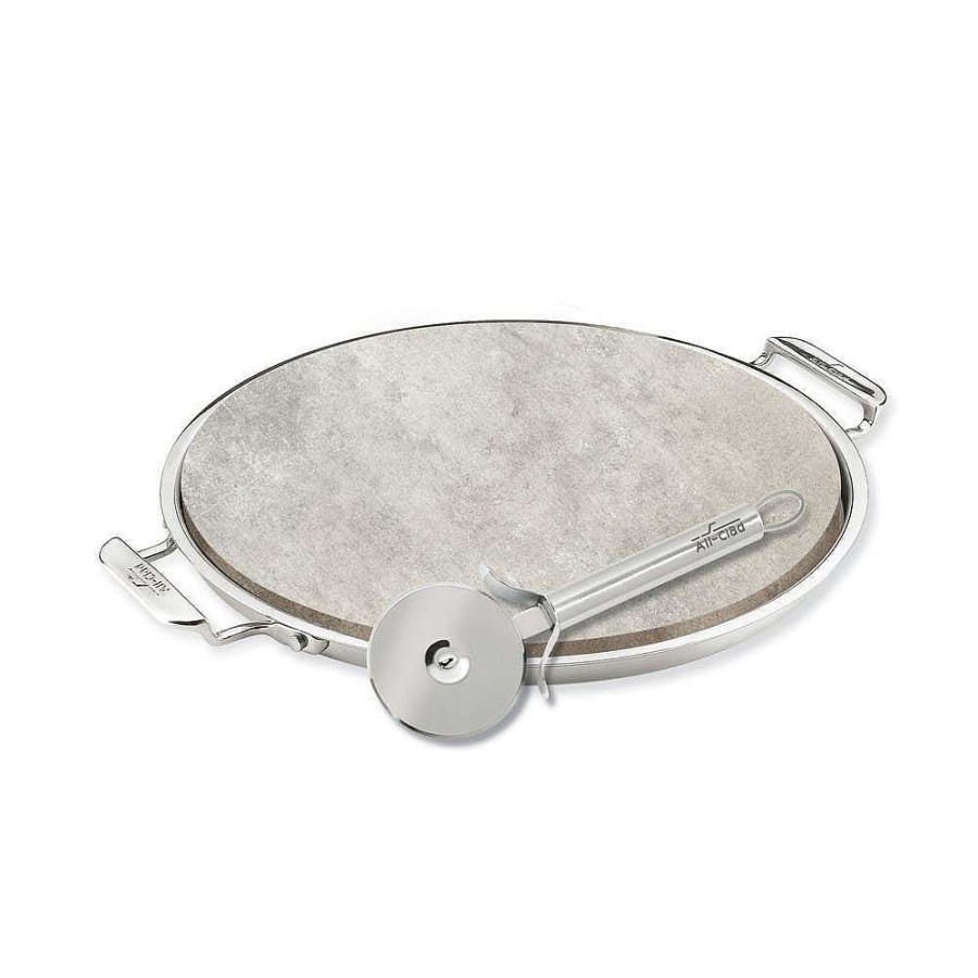 All-Clad Gourmet Accessories, 13-Inch Pizza Baker Stone With Serving Tray & Pizza Cutter Kitchen Accessories