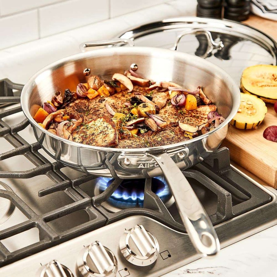 All-Clad D3 Stainless Everyday 3-Ply Bonded Cookware, Skillet, 12.5 Inch Fry Pans & Skillets