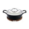 All-Clad Enameled Cast Iron, Braiser With Lid And Acacia Wood Trivet, 4 Quart Fry Pans & Skillets