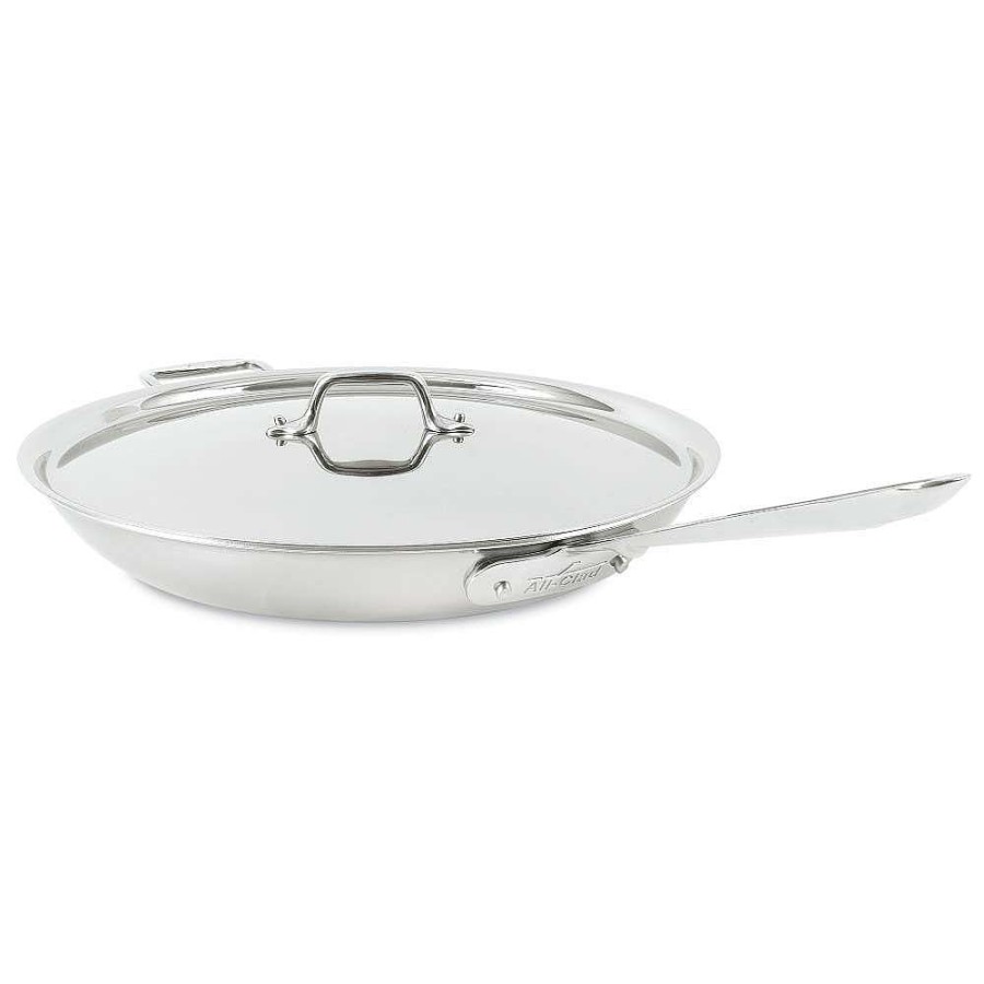 All-Clad D3 Stainless 3-Ply Bonded Cookware, Fry Pan With Lid, 14 Inch Fry Pans & Skillets