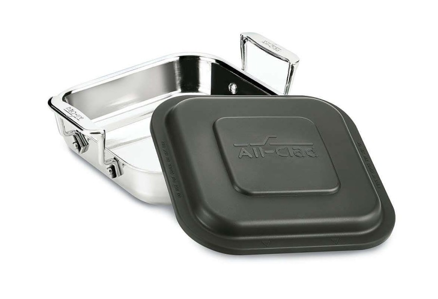 All-Clad Gourmet Accessories, Stainless Steel Square Baker With Lid, 8 Inch Specialty Cookware