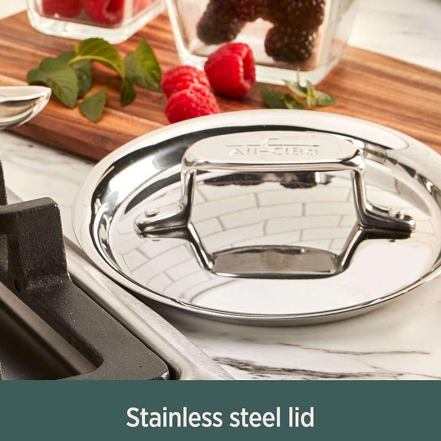 All-Clad D5 Stainless Polished 5-Ply Bonded Cookware, 3 Quart Sauce Pan With Lid Sauce Pans & Sauciers