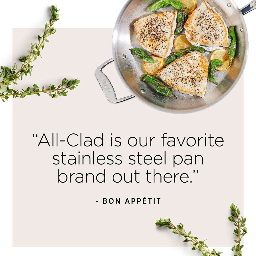 All-Clad D5 Stainless Brushed 5-Ply Bonded Cookware, Nonstick Fry Pan, 8 Inch Fry Pans & Skillets