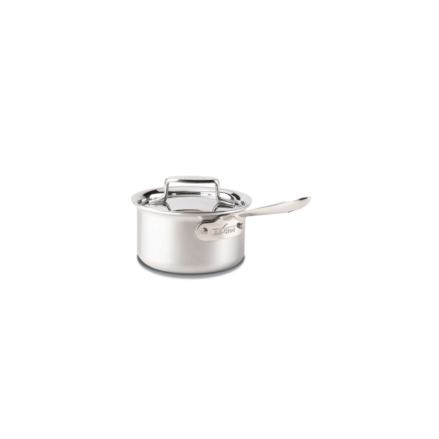 All-Clad D5 Stainless Brushed 5-Ply Bonded Cookware, Sauce Pan With Lid, 1.5 Quart Sauce Pans & Sauciers